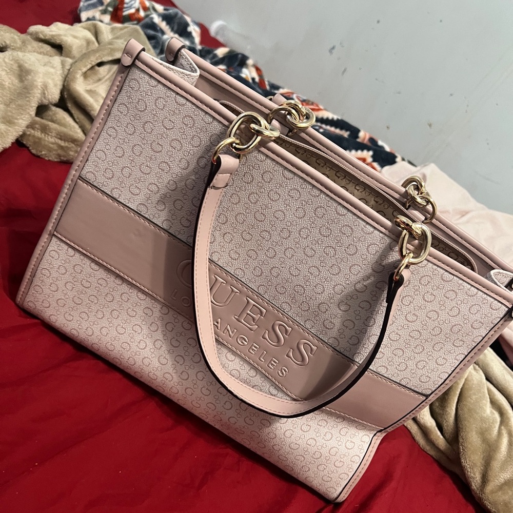 G by Guess Pink Shoulder Bag with Gold Accents